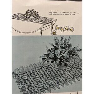 Vintage 1950's Ruffled Lace COAT OF ARMS Crochet Pattern Ecru Buffet Doily 13x21